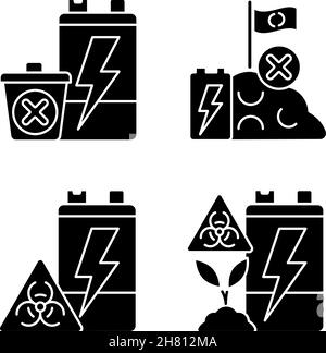 Waste disposal black glyph icons set on white space Stock Vector Image ...