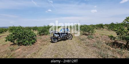 BMW GS 1250 in the field Stock Photo