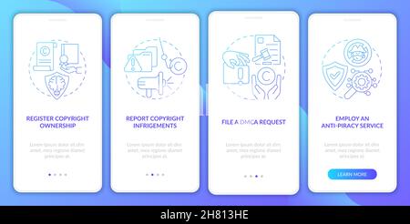 Piracy prevention onboarding mobile app page screen Stock Vector