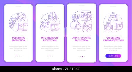 Authors rights protection onboarding mobile app page screen Stock Vector