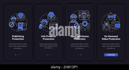 Original works protection onboarding mobile app page screen Stock Vector