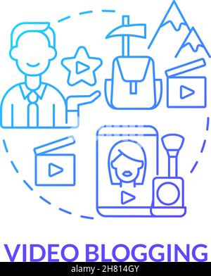 Video blogging blue gradient concept icon Stock Vector