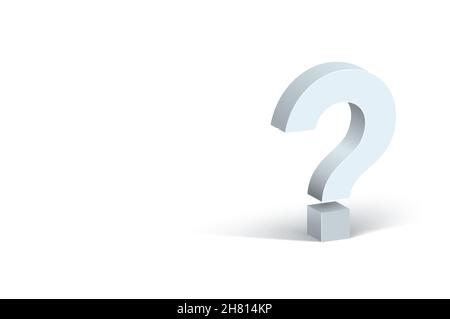3d question mark white isolated answer digital metal vector 3d question mark background sign design Stock Vector