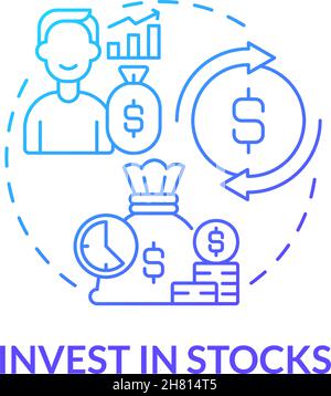 Invest in stocks blue gradient concept icon Stock Vector