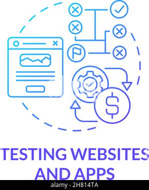 Testing websites and apps blue gradient concept icon Stock Vector