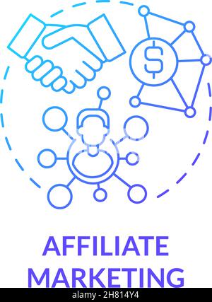 Affiliate marketing blue gradient concept icon Stock Vector