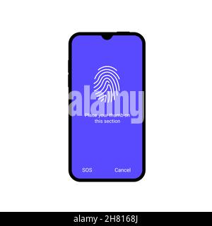 Fingerprint scan app biometric logo icon. Finger ID mobile abstract unique vector touch Stock Vector