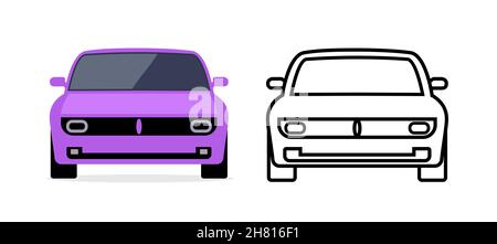 Car front view vector flat icon. Car parking cartoon front design shape Stock Vector