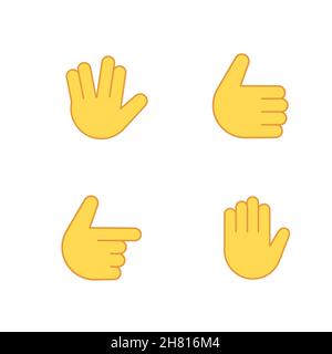 Emoji hands raised finger icon. Emoticon vector hand gesture thumb up sign Stock Vector