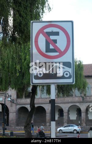 Peru Signage Cuzco Peru centre of town sign for children walking across the road ...