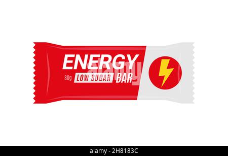 Energy protein bar granola chocolate candy food snack healthy illustration nutrition Stock Vector