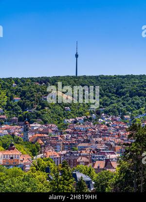 View of downtown Stuttgart city skyline panorama in Germany Stock Photo ...