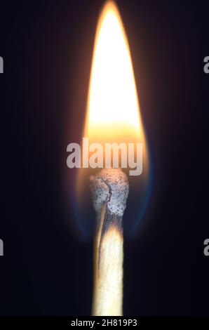 Burning, Match On black Background Stock Photo