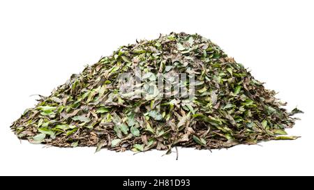 Organic waste and soil on white background. Compost recycling concept ...