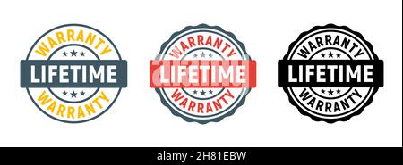 Lifetime warranty limited stamp round tag. Warranty extended guarantee icon Stock Vector