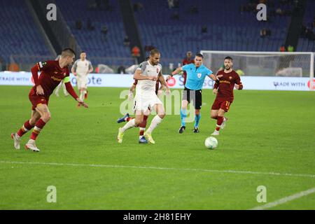 Rome, Italy. 25th Nov, 2021. European Conference League at Stadio Olimpico in Rome, Italy on November 25, 2021. As Roma beat Zorya Luhansk 4-0 In this picture: (Photo by Paolo Pizzi/Pacific Press/Sipa USA) Credit: Sipa USA/Alamy Live News Stock Photo