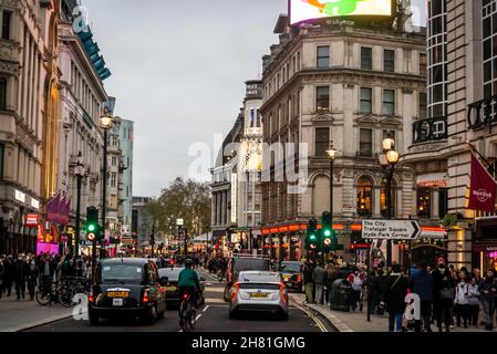 Central London between Piccadilly Circus and Leicester Square, London, England, UK Stock Photo