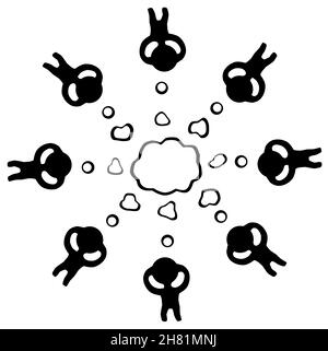 Thinkers ring cartoon symbol black, vector illustration, horizontal, isolated Stock Vector