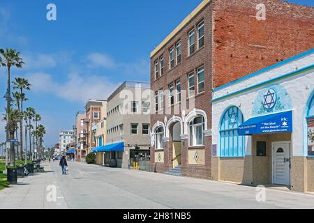 Venice Boardwalk / Ocean Front Walk, promenade at seaside resort Venice Beach, neighborhood of the city Los Angeles, California, United States / USA Stock Photo