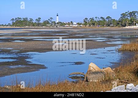 Cape San Blas Light, lighthouse moved to Port St. Joe due to beach erosion, Gulf County, Florida, United States / USA Stock Photo