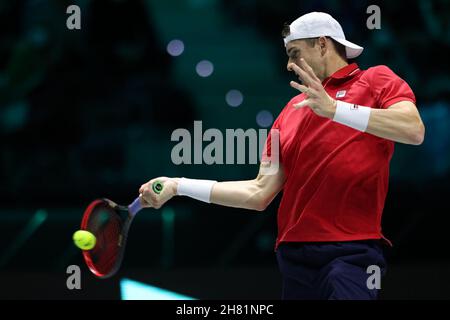 Turin, Italy, 26th November 2021. John Isner of USA during the Davis Cup Finals 2021 by Rakuten group match at Pala Alpitour Arena, Turin. Picture credit should read: Jonathan Moscrop / Sportimage Stock Photo