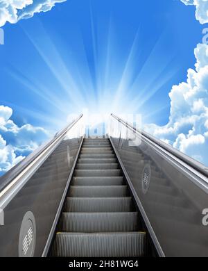 Representation of escalator to heaven Stock Photo
