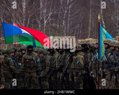 Kazan, Russia. 08 November 2021. Soldiers of the Belarusian and Kazakh Armed Forces . Army exercises of Collective Security Treaty Organization countr Stock Photo