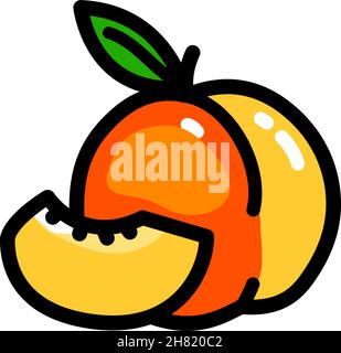 Peach half simple color icon. Flat slice peach vector icon for web design isolated on white background Stock Vector
