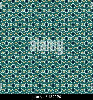 Seamless stylish texture with connected circles and blue color.For wallpaper, surface, web design, textile, decor Stock Vector