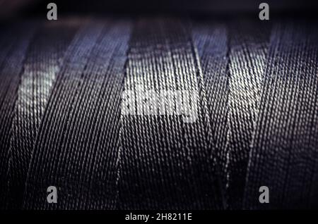 synthetic black thread close-up Stock Photo