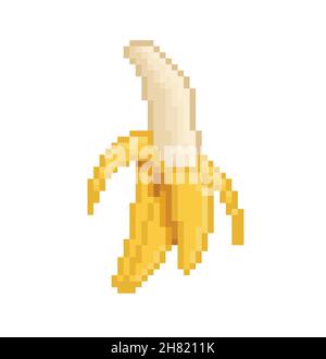 Banana pixel Icon, in the vector. EPS 8 format. Stock Vector