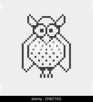 Owl pixel Icon, in the vector. EPS 8 format. Stock Vector