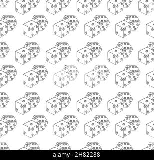 Seamless cartoon dice pattern on the white background. Texture. Stock Vector