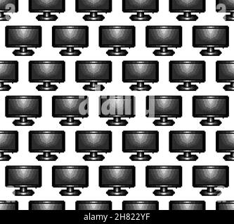 Monitor pattern seamless repeat in cartoon style vector illustration, pixel art. Stock Vector