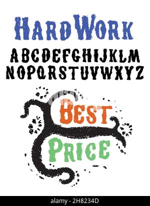 Sketched font, alphabet, text. Hand drawn. Stock Vector