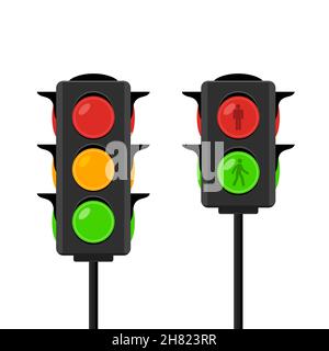 Traffic light vector icon signal. Stoplight isolated illustration sign red green and yellow Stock Vector