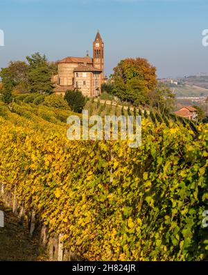 Beautiful autumnal landscape near Barolo, in the Langhe region of Piedmont, northern Italy. Stock Photo