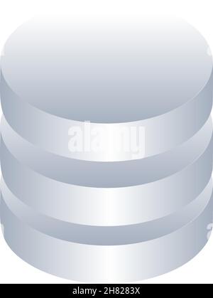 stacked 3D cylinder with silver color, vector Stock Vector
