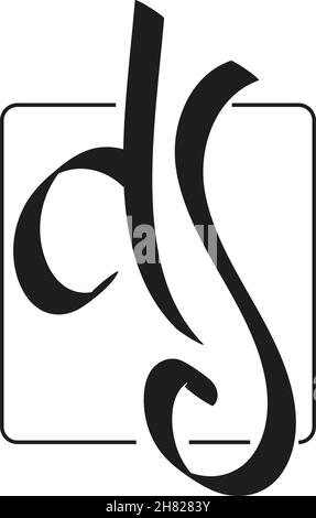 DJ initials signature logo. Handwriting logo vector templates. Hand drawn Calligraphy lettering Vector illustration. Stock Vector