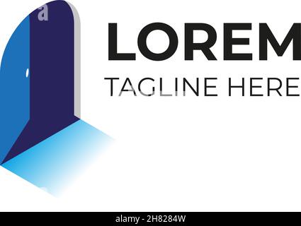 opened door logo. Open door, in and out creative symbol concept. Enter, exit, real estate agency abstract business logo. Home furniture, room interior Stock Vector