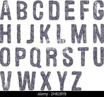Hand drawn and sketched vector abc, font, alphabet Stock Vector