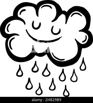 Painted cartoon rain cloud, vector illustration Stock Vector