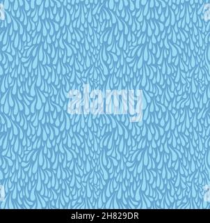 Blue water drops in the blue background, vector illustration, seamless pattern. Stock Vector