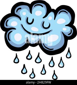 Painted cartoon rain cloud, vector illustration Stock Vector