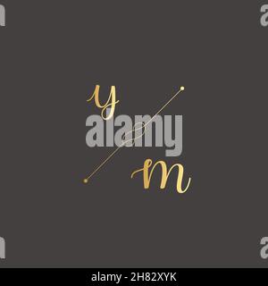 YM Initials letter alphabet watercolor logo branding set collection, Feminine logotype template in elegant artistic style. Feminine luxury logo design Stock Vector