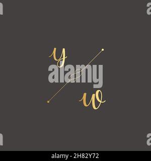 YW Initials letter alphabet watercolor logo branding set collection, Feminine logotype template in elegant artistic style. Feminine luxury logo design Stock Vector