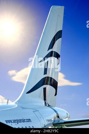 Airbus A320 airliner rear view awaiting scrapping with ASI at Kemble ...