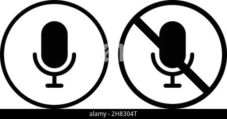 Microphone icon and mute icon. Stock Vector