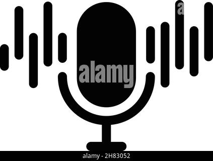 Microphone icon, sound and waves. Stock Vector