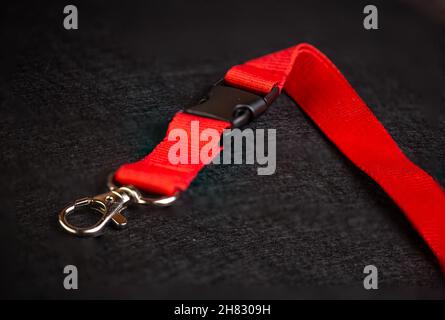 mounting with a carabiner on a black background. Stock Photo